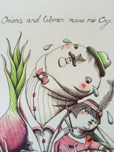 Onions and Women Make Me Cry 2014 Zed1 poster print SIGNED #'d hand embellished