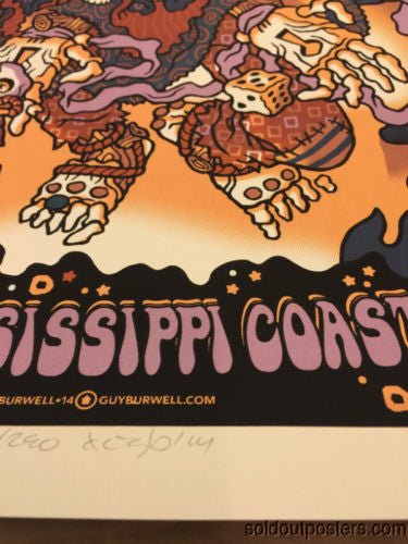 Widespread Panic - 2014 Guy Burwell poster Coast Coliseum Biloxi, MS