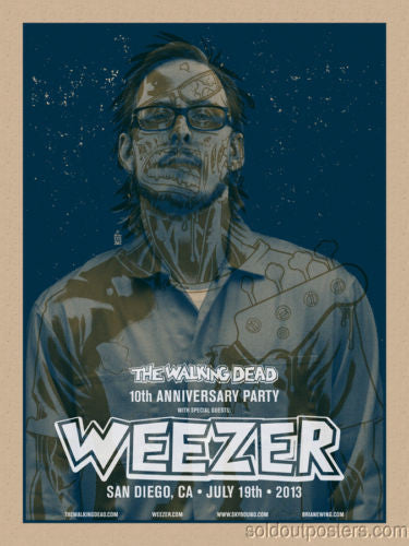 Weezer - 2013 Brian Ewing The Walking Dead Set (4) prints Choking Blue Colorway