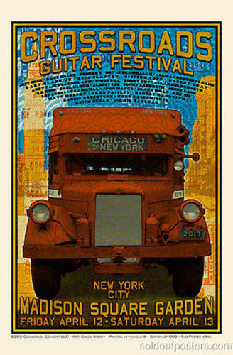 Crossroads Guitar Festival - 2013 Chuck Sperry bus poster, Eric Clapton