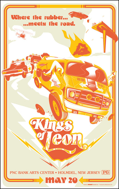 Kings of Leon - 2017 Jason Malmberg poster Holmdel, NJ, PNC Bank Arts Center