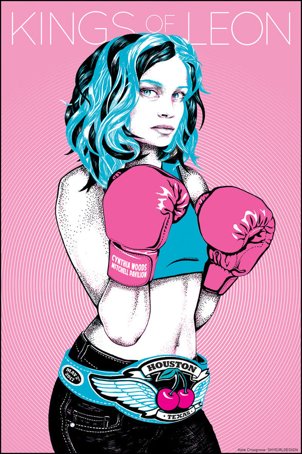 Kings of Leon - 2017 Kate Crosgrove poster Houston, TX Boxer Boxing