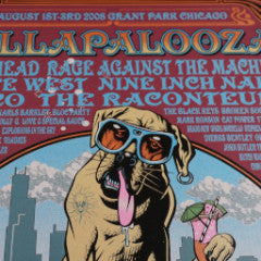 Lollapalooza - 2008 Justin Hampton Burgundy/Red Poster Chicago, IL RARE