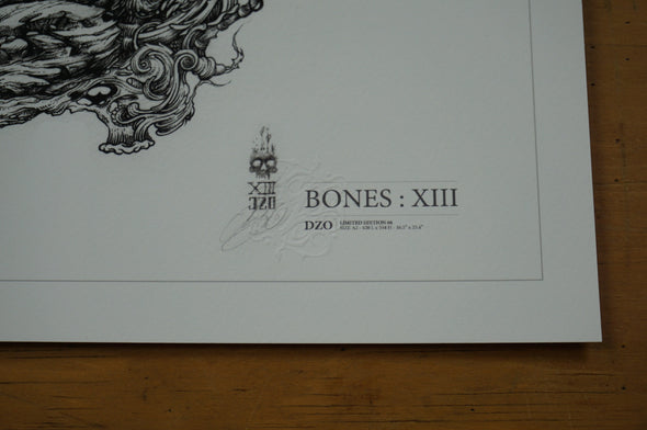 XIII Embossed - 2016 DZO poster print BONES Galerie F skull art