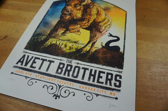 The Avett Brothers - 2015 Zeb Love screen printed poster Kansas City, MO