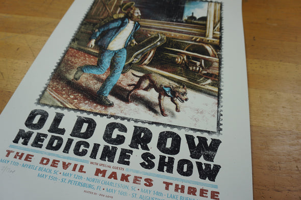 Old Crow Medicine Show - 2015 Zeb Love screen print poster South Carolina