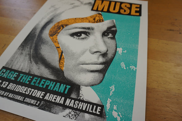 Muse/Cage the Elephant - 2013 Print Mafia poster Nashville, TN