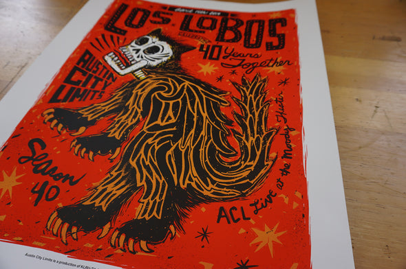 Los Lobos - 2014 Carlos Hernandez poster ACL Austin City Limits AP signed