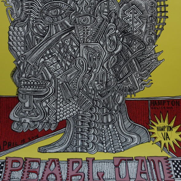Pearl Jam - 2016 Zio Ziegler poster Hampton, VA Coliseum