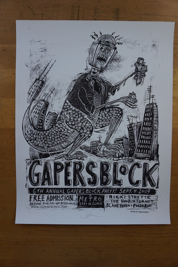 Gapers Block - 2009 Dan Grzeca poster Chicago, IL Metro VARIANT