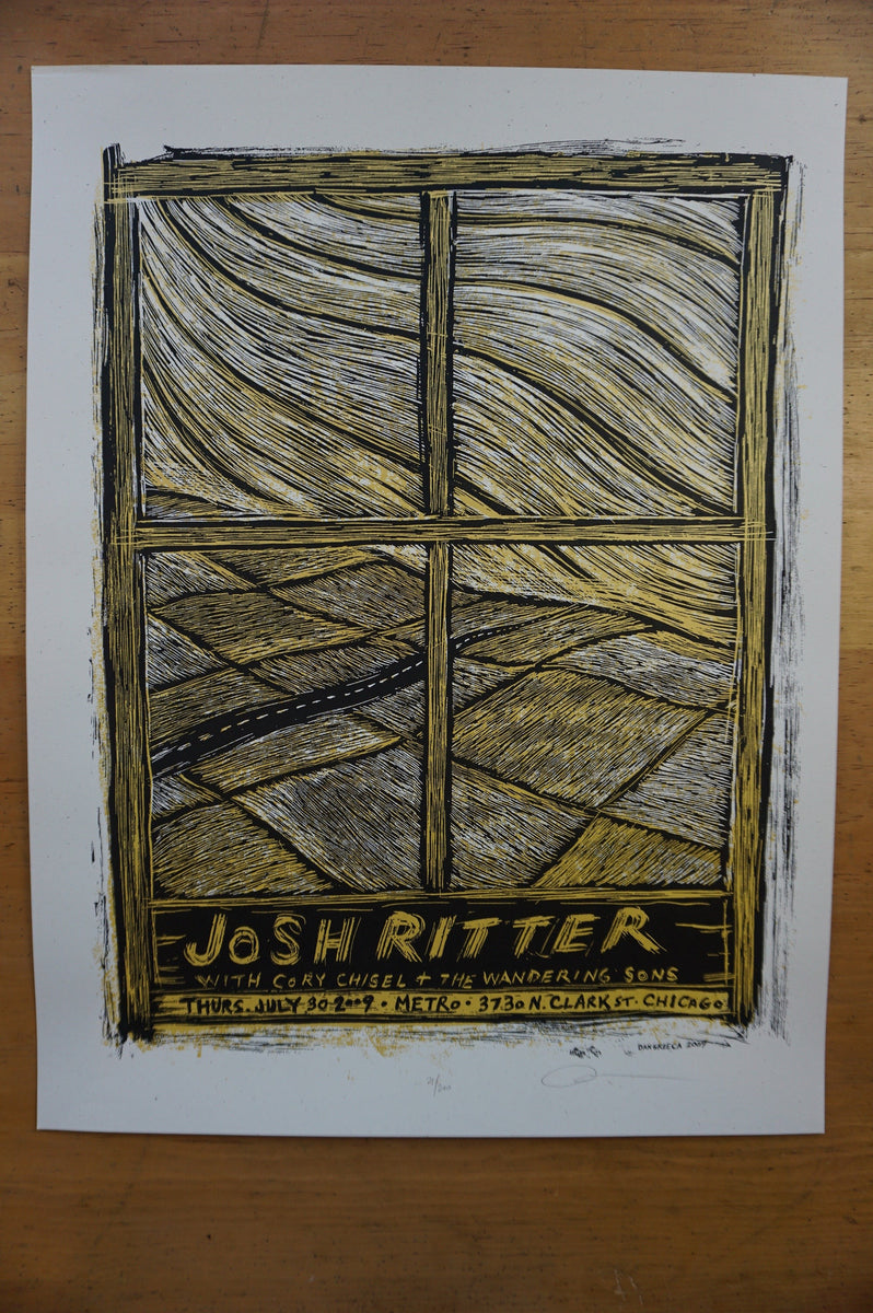 Josh Ritter - 2009 Dan Grzeca poster Chicago, IL Metro – Sold Out Posters