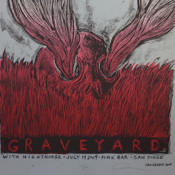 Graveyard - 2009 Dan Grzeca poster San Diego, CA Pink Bar