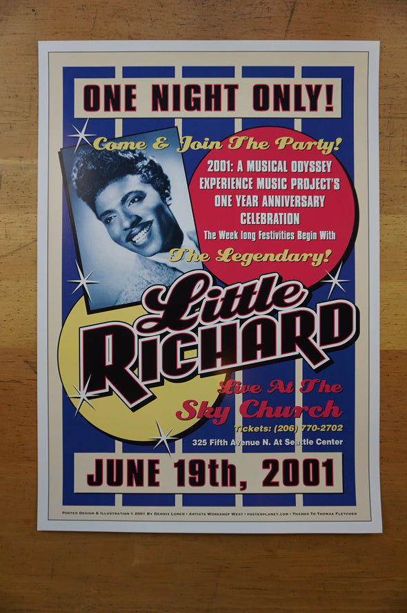 Little Richard - 2001 Dennis Loren poster Seattle Sky Church