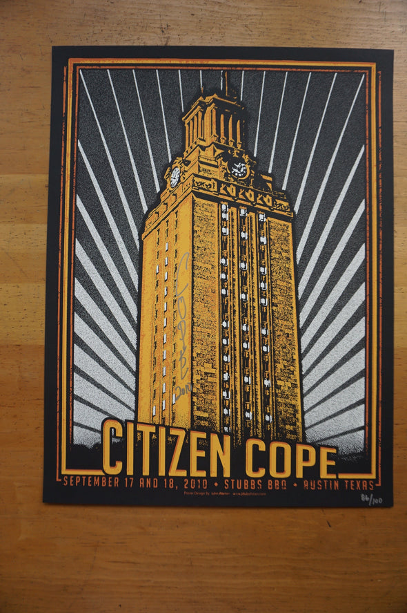 Citizen Cope - 2010 John Warner poster Austin, Texas Stubbs BBQ