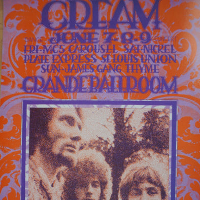 Cream - 1968 Gary Grimshaw poster Detroit, MI Grande Ballroom