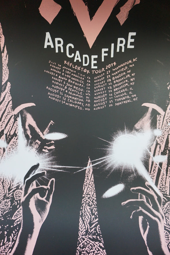 Arcade Fire - 2014 Rob Jones poster print Reflektor Tour PINK Silent Giants