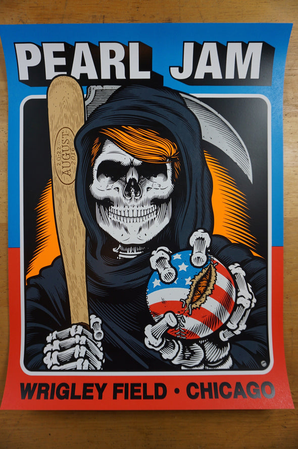 Pearl Jam - 2016 Sean Cliver poster Chicago, IL Wrigley Field