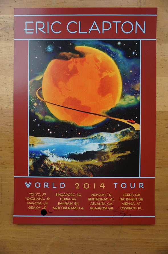 Eric Clapton - 2014 David Singer poster world tour hand signed
