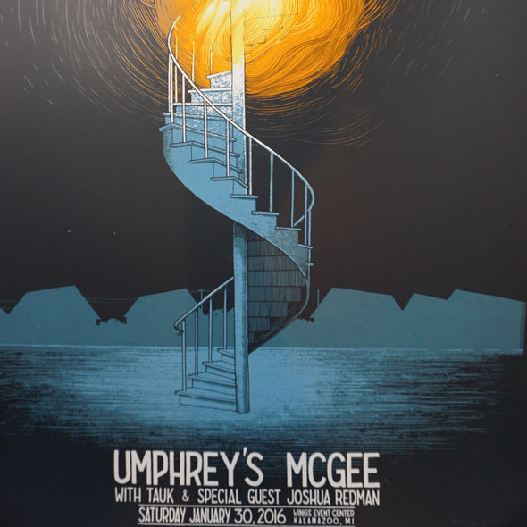 Umphrey's McGee - 2016 Justin Santora poster Kalamazoo, MI Wings