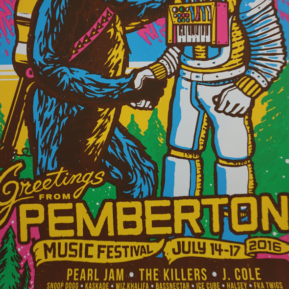 Pemberton Festival - 2016 Ames Brothers poster Pearl Jam Killers