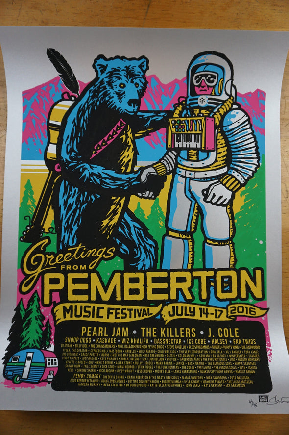 Pemberton Festival - 2016 Ames Brothers poster VARIANT Pearl Jam
