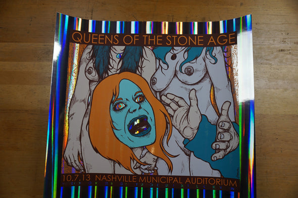 Queens of the Stone Age - 2013 Jermaine Rogers poster S/N Nashville FOIL