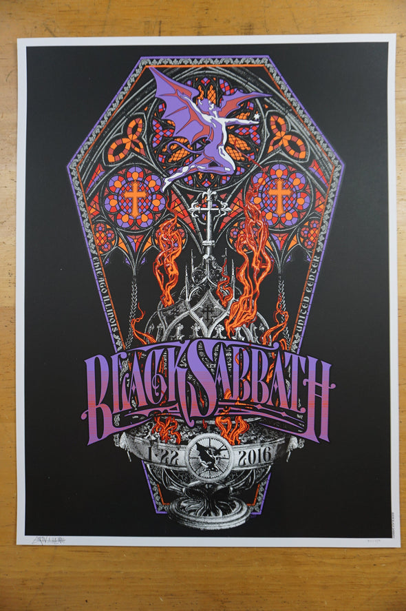 Black Sabbath - 2016 Hazmat poster United Center Chicago Botafumeiro