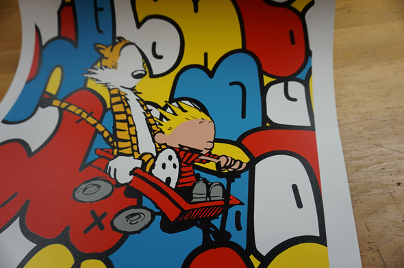 Old Friends - 2015 Jerkface poster street art Calvin and Hobbes