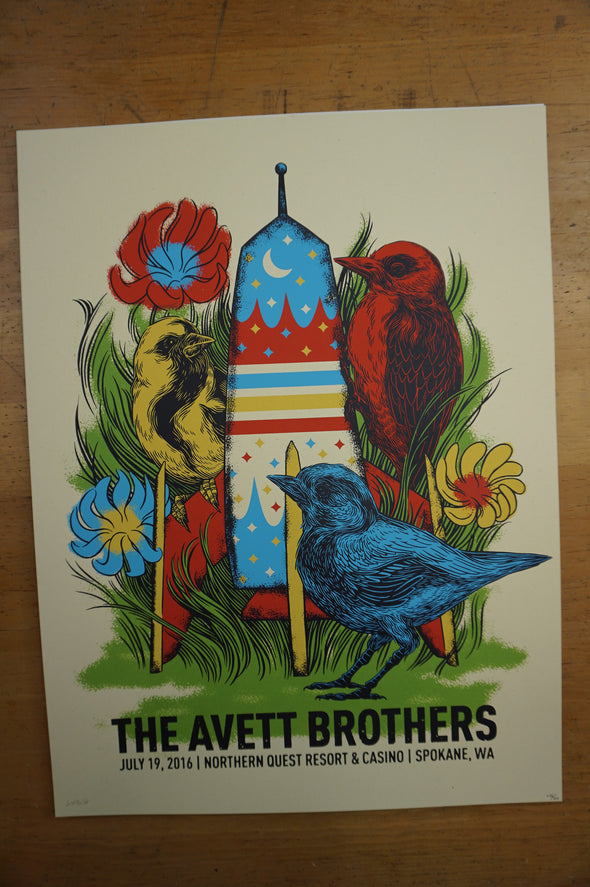 The Avett Brothers - 2016 John Vogl poster Spokane Northern Quest