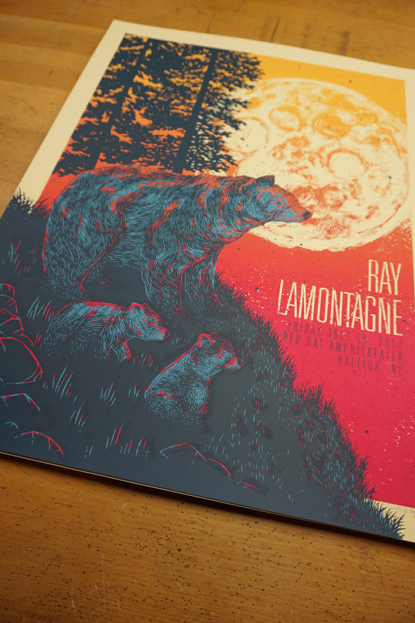 Ray LaMontagne - 2016 John Vogl poster The Bungaloo Raleigh Red Hat