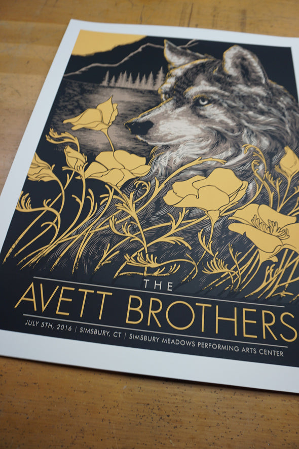 The Avett Brothers - 2016 John Vogl poster Simsbury, CT Meadows