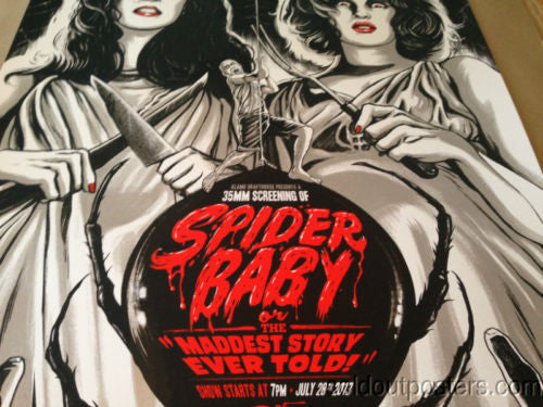 SPIDER BABY -  2013 Gary Pullin poster print Jack Hill horror film Sci-fi MONDO