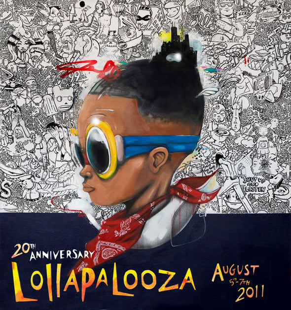 Lollapalooza - 2011 Hebru Brantley SIGNED and Numbered Giclee Edition Poster