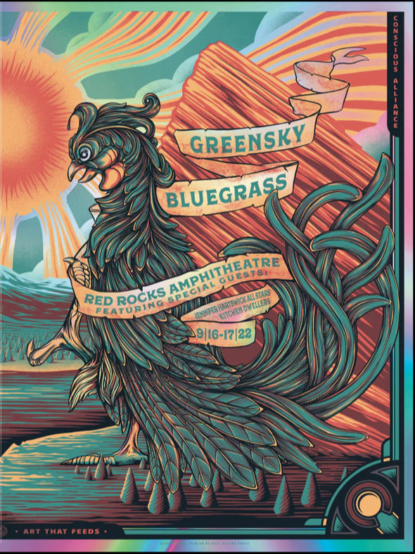 Greensky Bluegrass - 2022 Half Hazard poster FOIL Red Rocks Morrison, CO