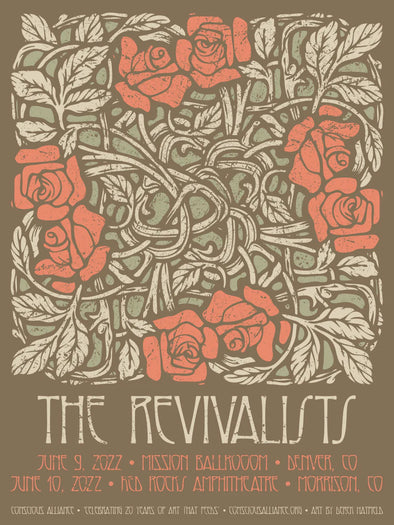 The Revivalists - 2022 Derek Hatfield poster Mission, Red Rocks Morrison, CO