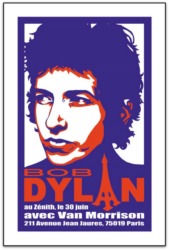 Bob Dylan - 1998 Nick Boyle poster Paris, France Van Morrison
