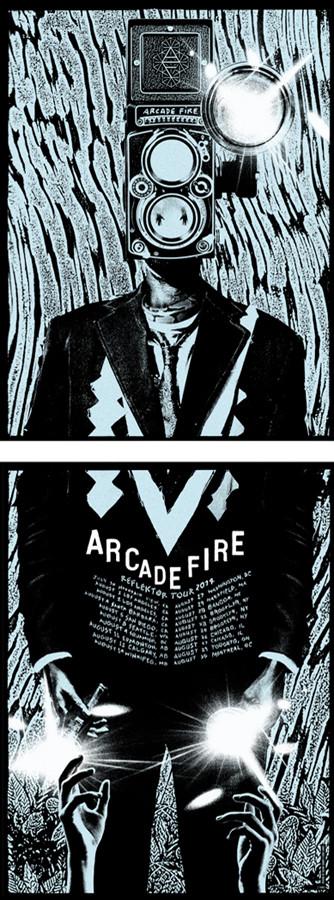 Arcade Fire - 2014 Rob Jones poster print Reflektor Tour BLUE Silent Giants