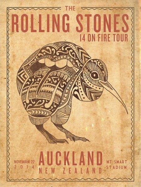 Rolling Stones - 2014 official poster Auckland, New Zealand #1