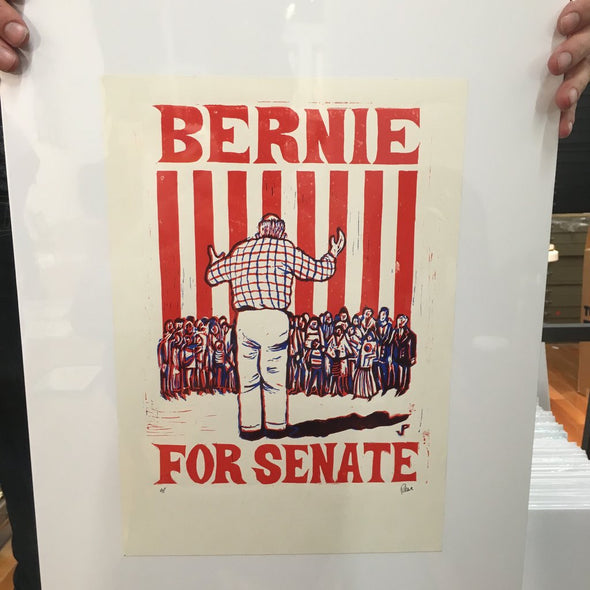 Bernie Sanders for Senate - 2006 Jim Pollock poster linocut Feel the Bern