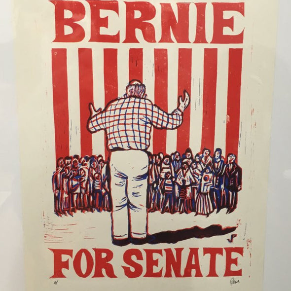 Bernie Sanders for Senate - 2006 Jim Pollock poster linocut Feel the Bern