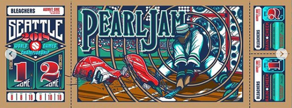 Pearl Jam - 2018 Brad Klausen Poster Seattle, WA Safeco Field show ed
