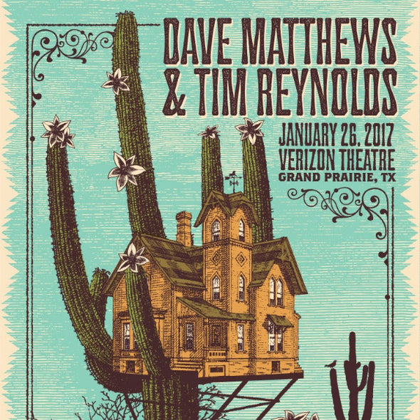 Dave Matthews and Tim - 2017 Status Serigraph poster Grand Prairie