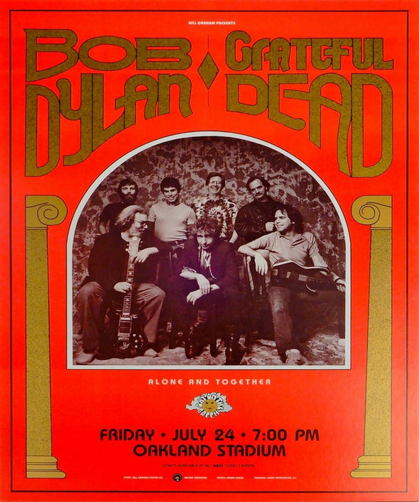 Bob Dylan, Grateful Dead - 1987 Arlene Owseichik poster Oakland Coliseum 1st