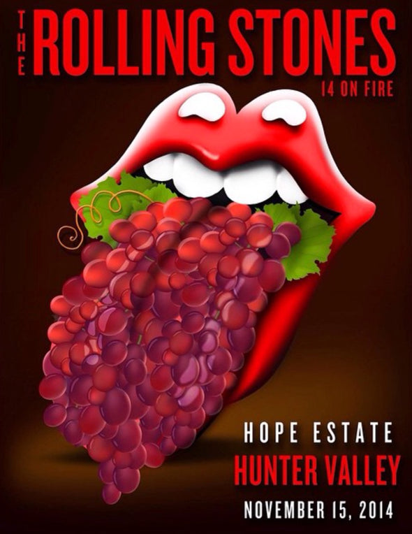 Rolling Stones - 2014 official poster Hunter Valley, Australia Hope Estate