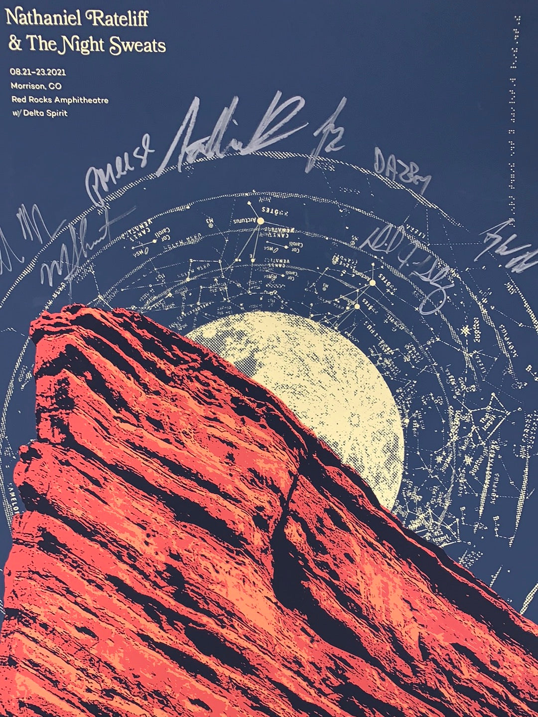 Nathaniel Rateliff the Night Sweats 2021 SIGNED poster Red Rocks M Nathaniel Rateliff the Night Sweats 2021 SIGNED poster Red Rocks M