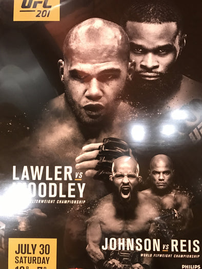 UFC 201 poster Lawler vs. Woodley, Johnson vs. Reis
