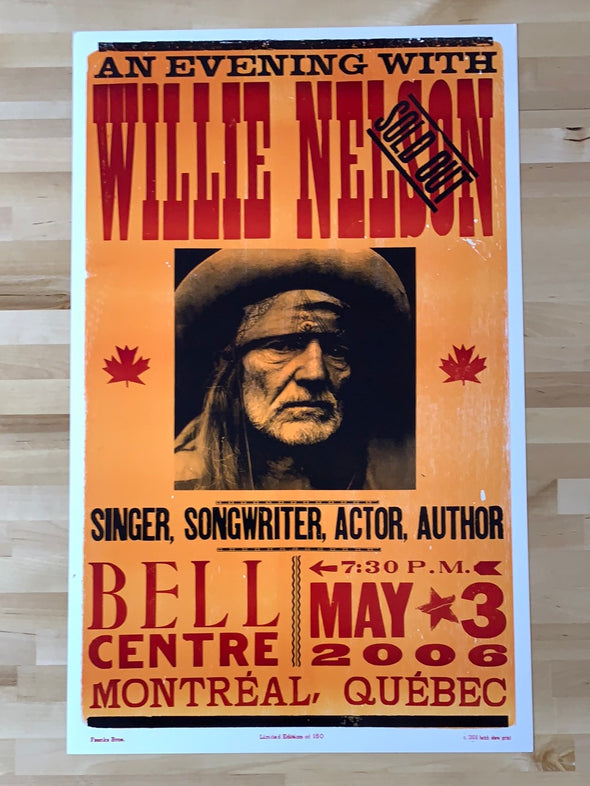Willie Nelson - 2006 Hatch Show Print 5/3 poster Montreal, Quebec