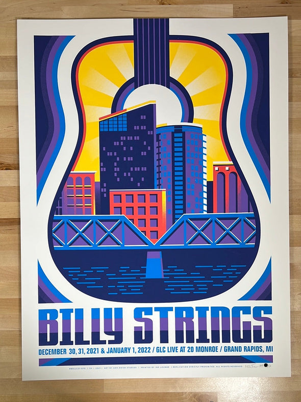 Billy Strings - 2021 2022 Mike Tallman poster Grand Rapids, MI NYE AP