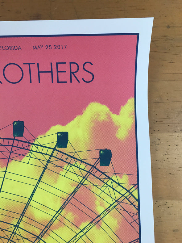The Avett Brothers - 2017 Kyle Baker poster Lake Buena Vista, House of Blues Orl