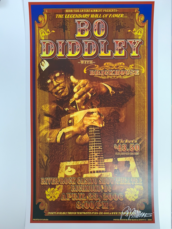 Bo Diddley - 2006 Bob Masse signed poster Richmond, BC